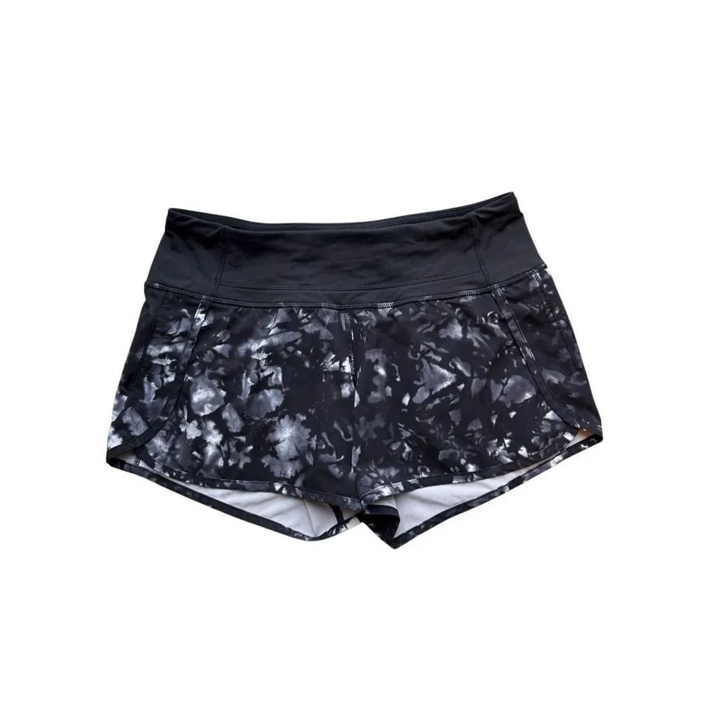 Lululemon Run Times Short 4” In Dusk Dye White Black Size 4